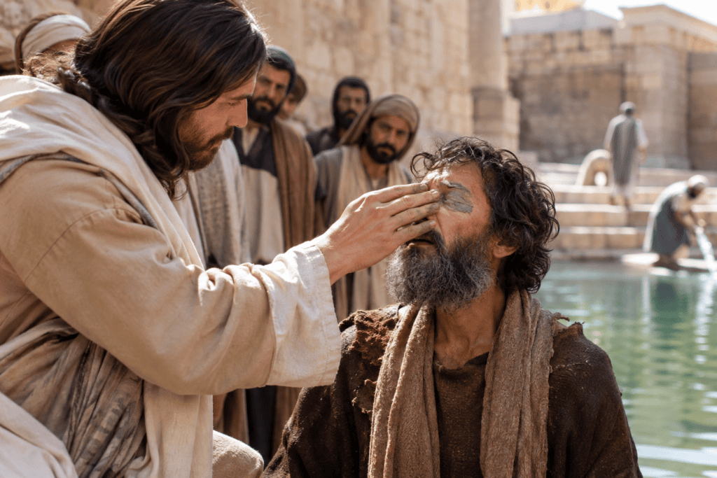 Jesus heals a man born blind