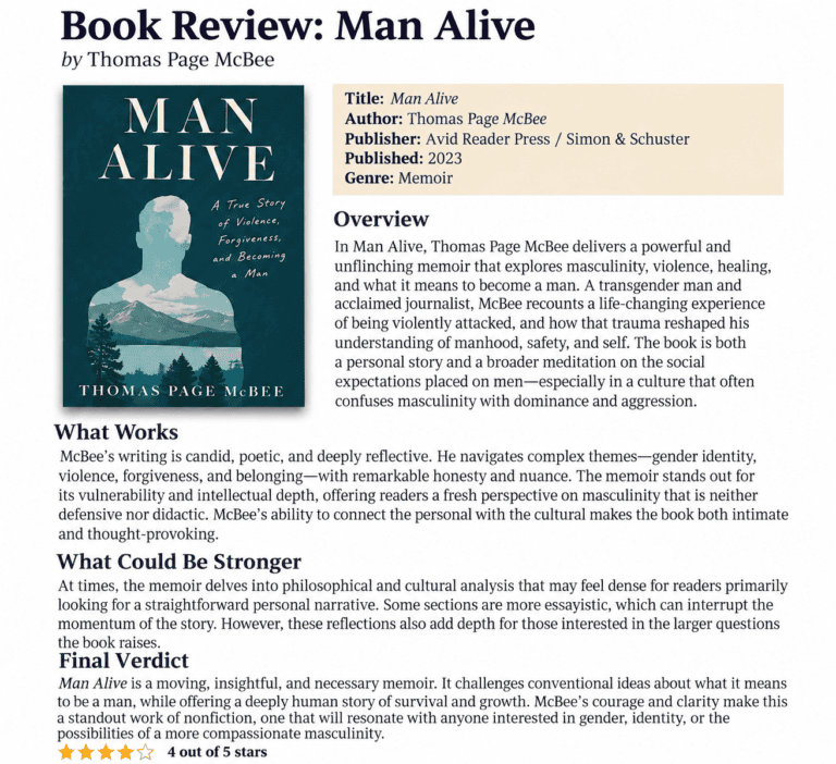 Man Alive book review