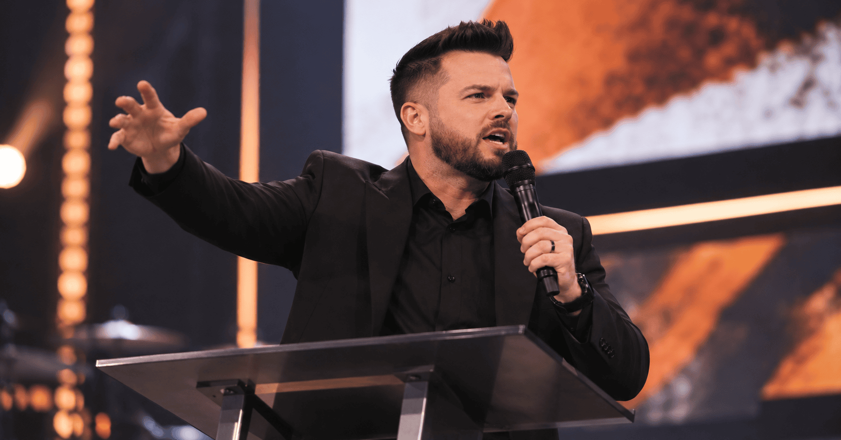 Aaron Brockett preaching